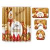 Christmas Shower Curtain Floor Mat Combination Four-Piece Set Bathroom Toilet Carpet Shower Room Mat Foot Mat