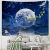 Tapeçaria de parede com lua, estrela, borboleta, vista noturna, boêmio, hippie, tapete, cigano, psicodélico, tapiz, decoração de quarto mágico