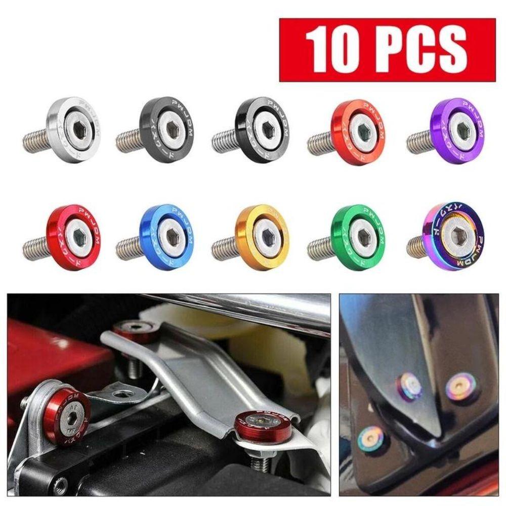 10 stuks/pak M6 Ringen JDM Stijl Universele Scooter Bevestigingsmiddelen Schroeven Aluminiumlegering Zeskant Auto Gemodificeerde Bevestigingsmiddelen
