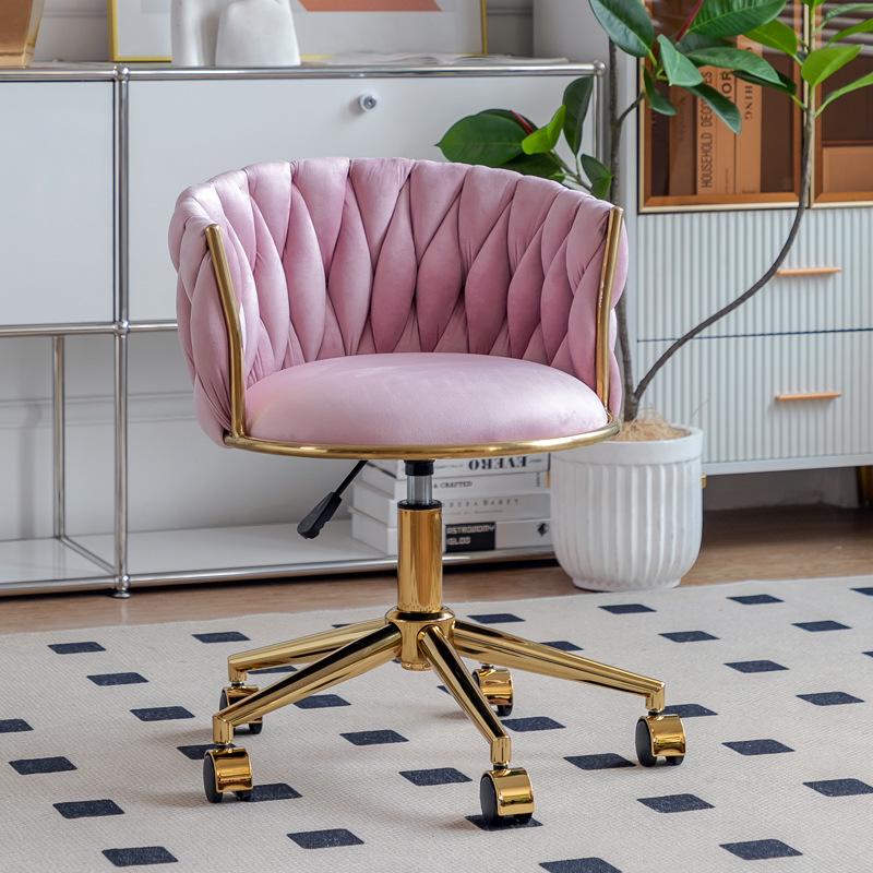 Elegant Gold Makeup & Dressing Stool with Fabric Upholstery
