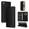 Cubic Grid Texture Flip Leather Phone Case