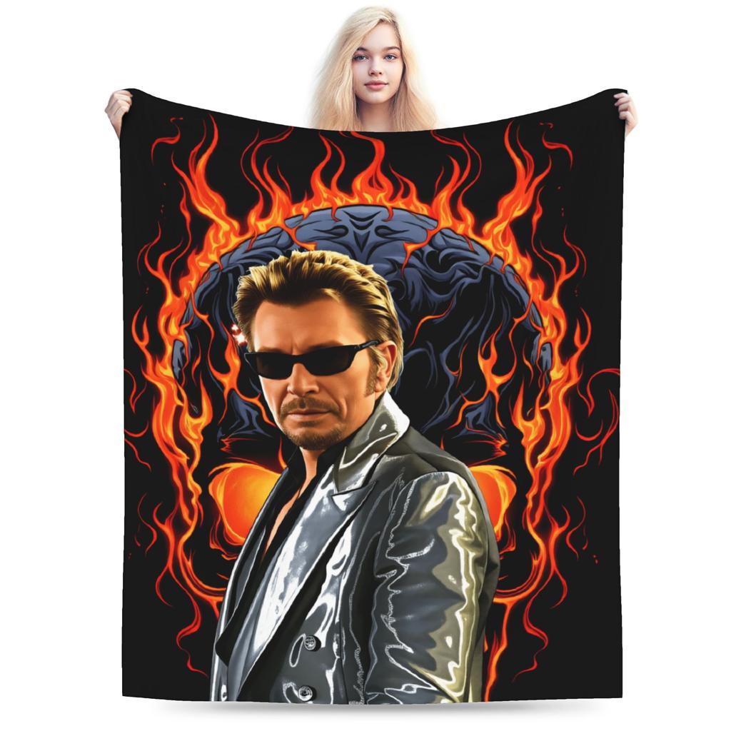 French Singer Johnny Hallyday Rock Star Blanket Quality Warm Soft  Throw Blanket Spring Boy Girl Couch Chair Bedspread