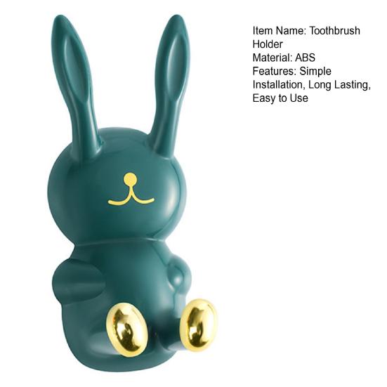 Cartoon Bunny Shape Toothbrush Holder Strong Load-bearing Easy to Install Wall-Mounted Hook Toothbrush Organizer Bathroom Decoration