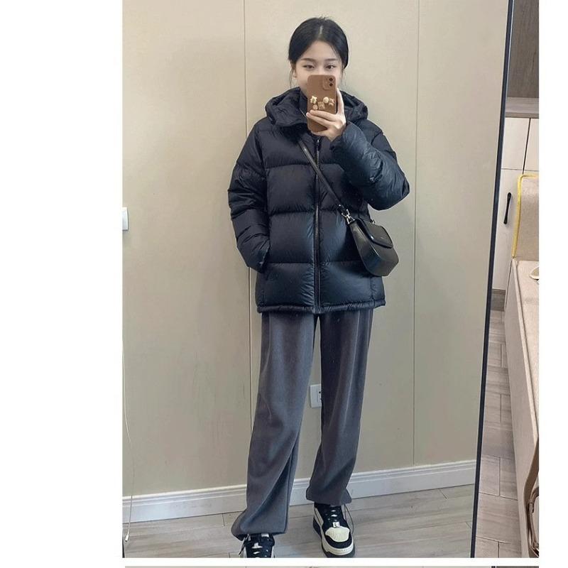 Women Black Short Length Hooded Thickened Padded Winter Cotton Coat