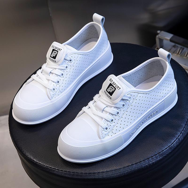 

Женская обувь из натуральной кожи 2025 года, новые летние дышащие модные спортивные и повседневные туфли, женские универсальные туфли на плоской подошве белого цвета для детей 35 бежевый