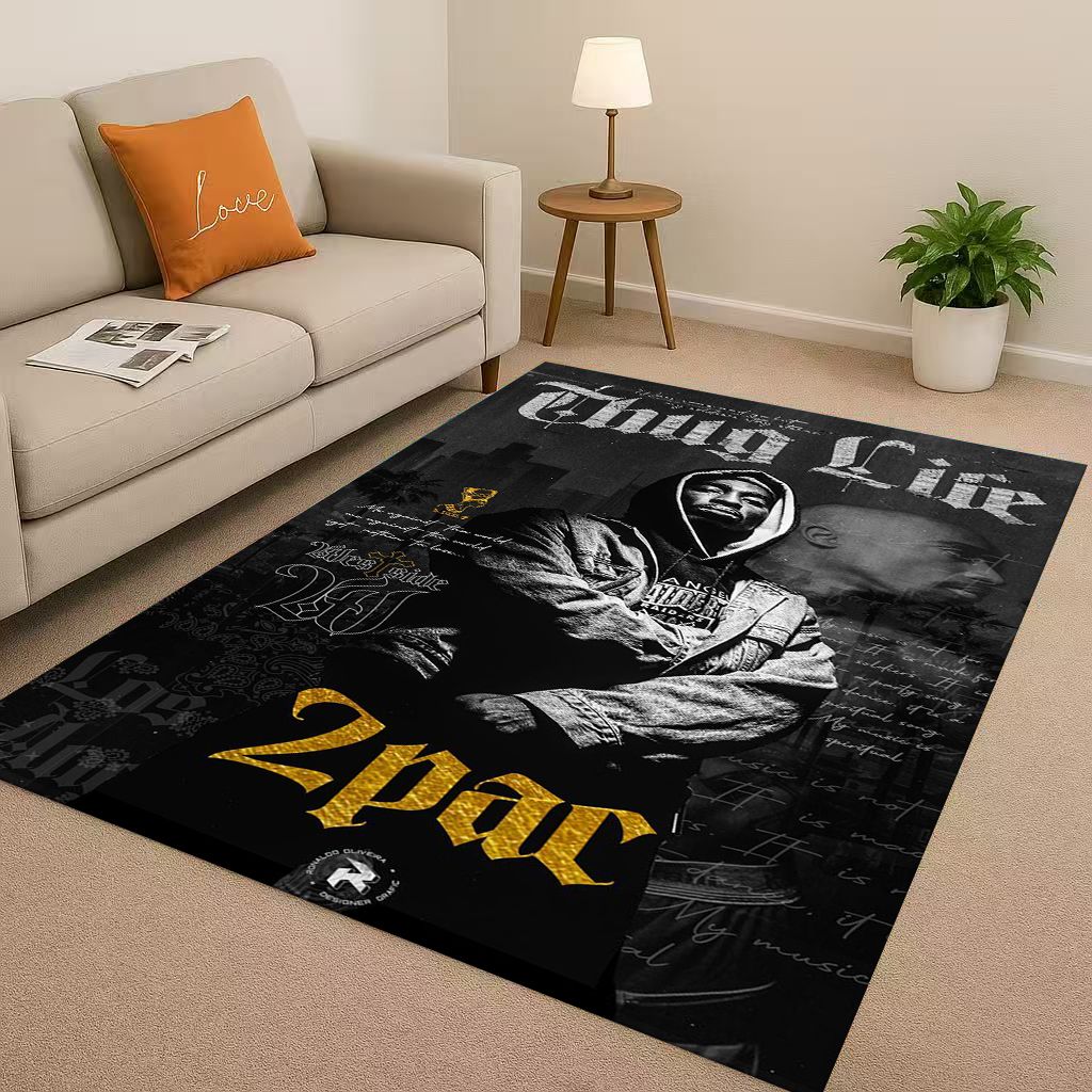 3D Klasický Rap Tupac 2pac Hip-Hop Hudba Rapper Obývací pokoj Protiskluzový Koberec pro Ložnici Hernu Pohovku, Domácí Dekorace Rohožka