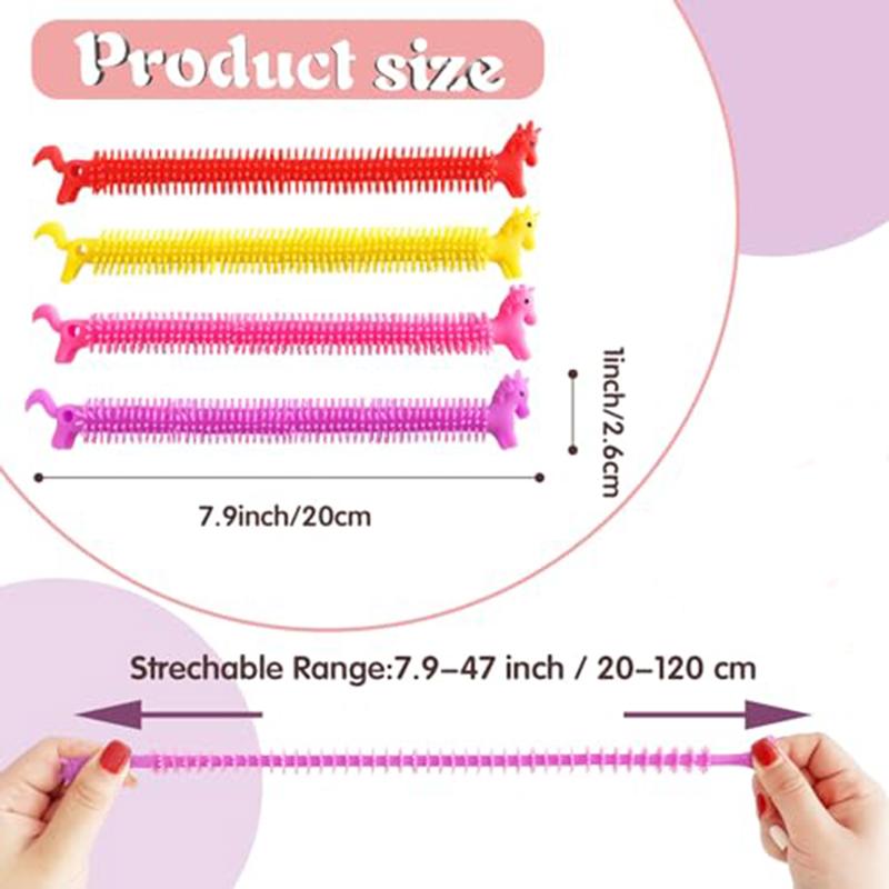 10-30PCS Unicorn Worm Noodle Fidget Toys Stretchy String Sensory Toys Stress Relief Anti Anxiety Fidget Toy for Kids Adults