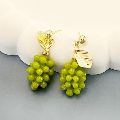 SIMJOO Silver Needle Green Lift Earrings Female Niche Design Sense Advanced Light Luxury Tea Earrings New Fashion Earrings
