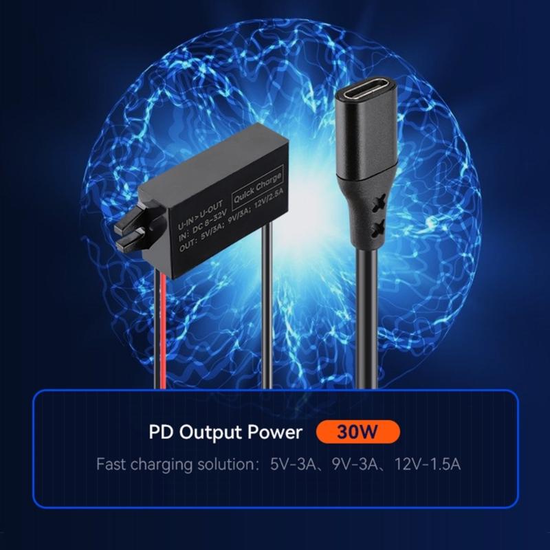 8V-32V To 5V/9V/12V PD 30W Power Supply Power Module USB C Output Power Adapter Converter for Car Automobiles Charger