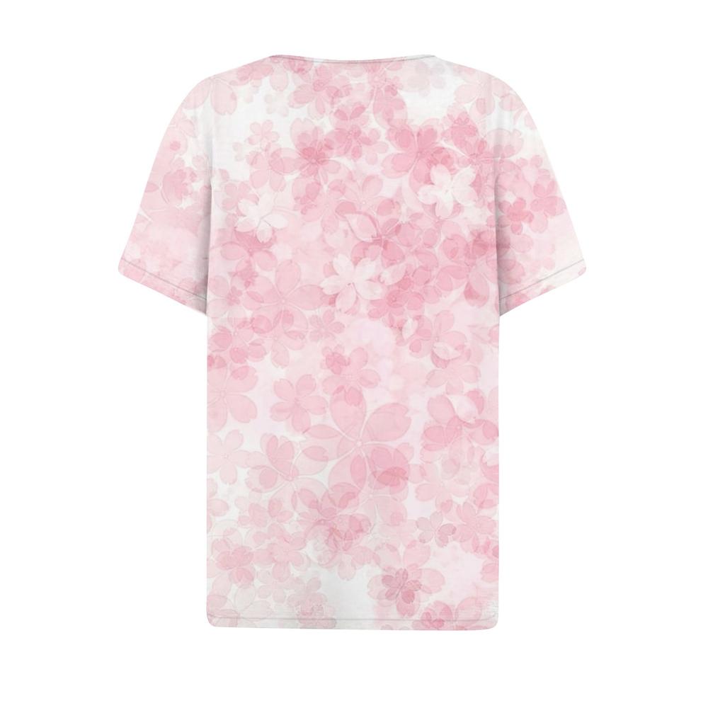 Dámské tričko Tričko Potisk knoflíku Krátký rukáv Denní víkend Móda Basic Top s výstřihem do V