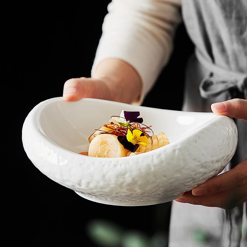 European-style Irregular Ceramic Tableware Bowl Noodle Bowl Plate Steak Salad Snack Cake Dishware Insulation