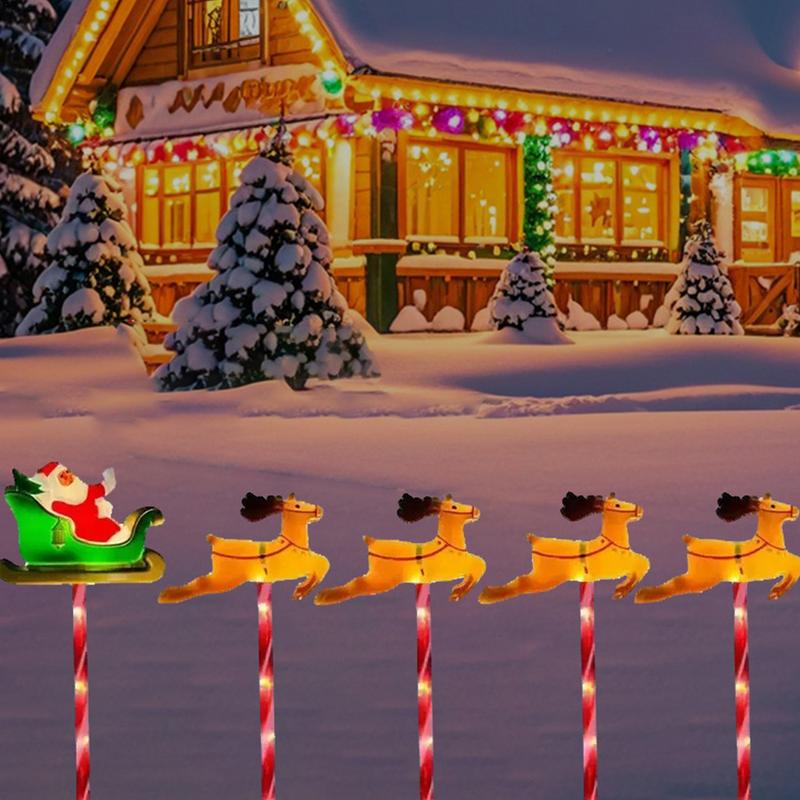 5Pcs Christmas Solar Lights Outdoor Lights Elk Design LED Christmas Garden Outdoor Lights Decorations for Home Festivals