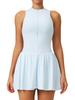Cloud-feel Dual-Layer Anti-Exposure Tennis Dress with Stand-up Collar (9094)