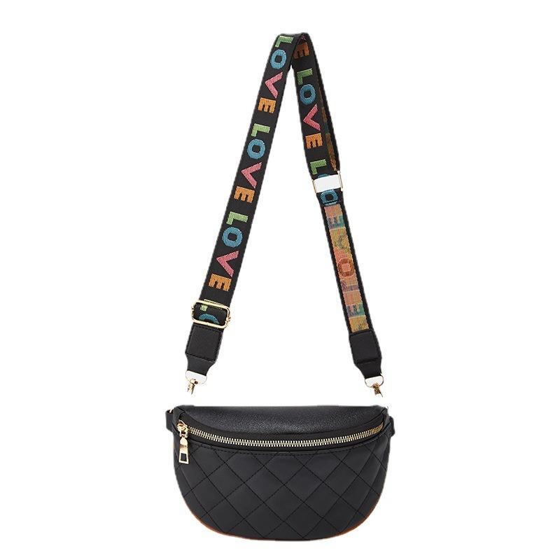 Fashion embroidered rhombus crossbody zipper fanny pack casual women's bag
