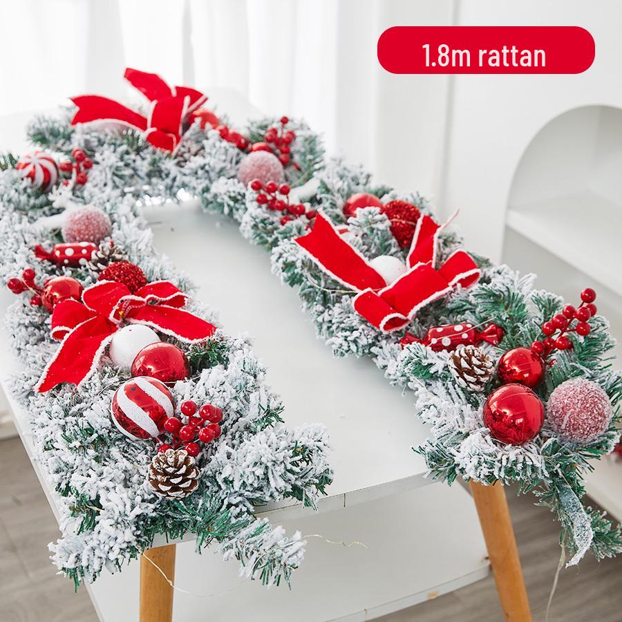 Enchanted Snowy Christmas Rattan Wreath for Window and Mall Displays
