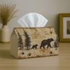 1pc Rustic Bear Forest Tissue Box Holder - Vintage Wildlife Decor with Bear Silhouette Suitable for Home,, Bathroom, Car, Parties - Tissue Dispenser F
