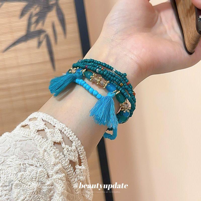 Bohemian ins beaded couple fashion and individuality bracelet retro ethnic handcrafted multi-layer jewelry bracelet accessories