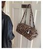 Leopard Print Retro Studded Bowling Bag - Women's 2025 Shoulder Handbag