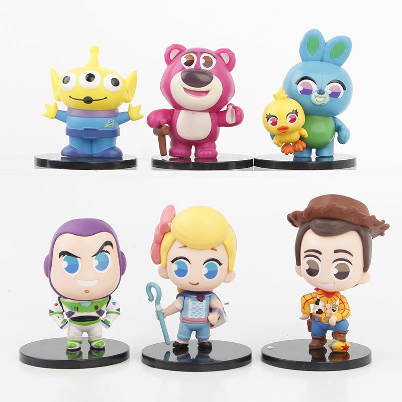 

6pcs/set Cartoon Anime Toys Story 4 Woody Buzz Lightyear Action Figure Decoration Collection Figurine Toy Model Children Gift