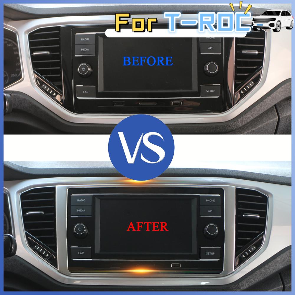 Car Navigation Screen Frame Sticker for Volkswagen VW Troc T-ROC 2018 - 2026 GPS Panel Sticker Cover Trim Interior Accessories