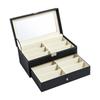 2 Layer Sunglasses and Watch Organizer PU Leather TwoTier Eyewear Storage Box Transparent Top