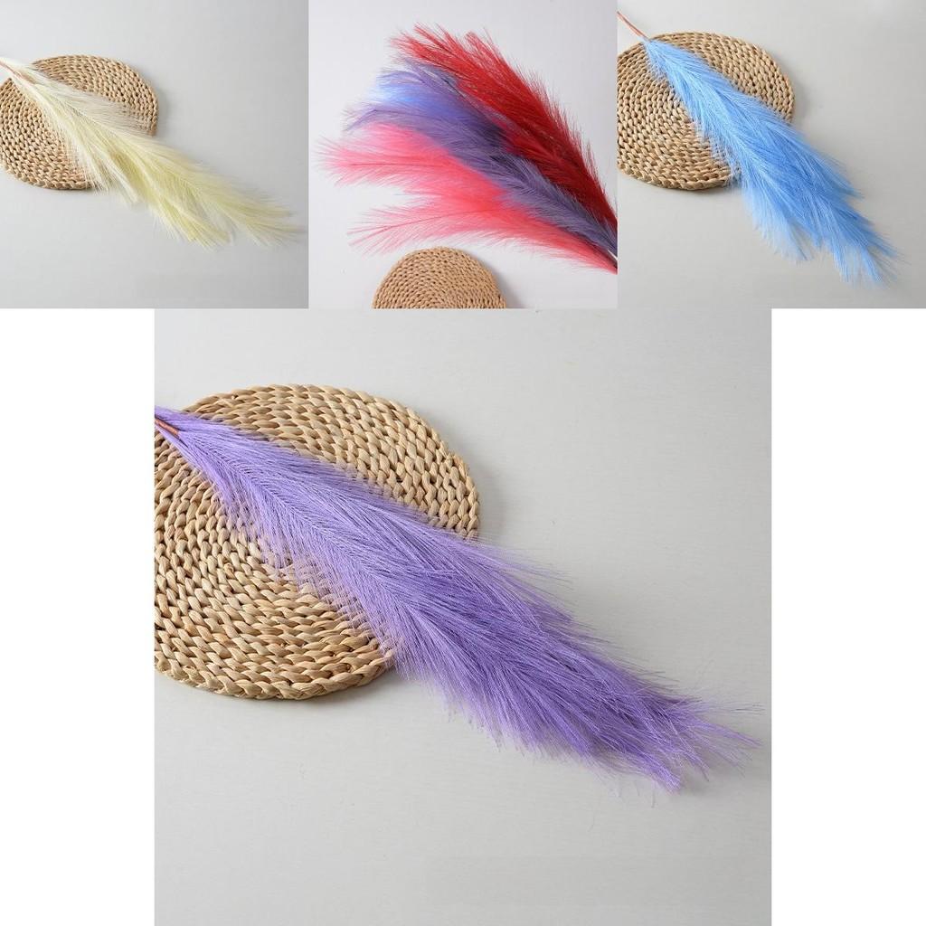 Simulated Phragmites Australis With Bright Feathers For Event Decoration And Photo Shoots