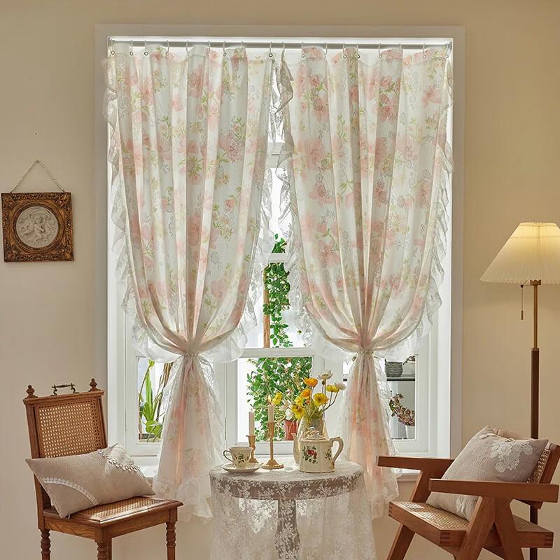 Nordic French Floral Fabric Wall Curtain