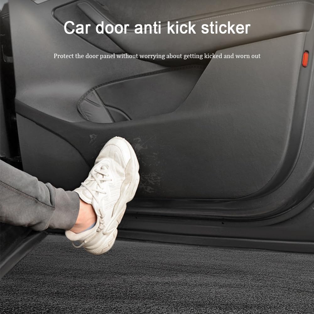 Car Door Anti Kick Sticker Compatible with Tesla Model Y 2025,Leather Material Door Protection Sticker,Automotive Interior Accessories (Carbon Fiber
