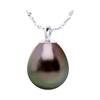 Necklace - Pearls & Colors - Tahitian Cultured Pearl 8-9 Mm Pear - 925 Sterling Silver - A+ Quality - Woman