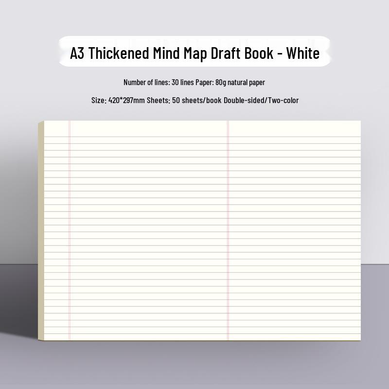 A3 Extra Large Folding Mind Map Notebook - Yellow & White - A4 Blank/Grid/Horizontal Lines