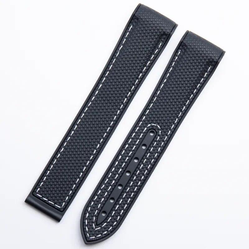Curea de ceas din cauciuc moale pentru curea Omega Seamaster 300 Planet Ocean 600 Cureaua de ceas cu capăt curbat Negru portocaliu 20mm 22mm Cureaua Moonwatch