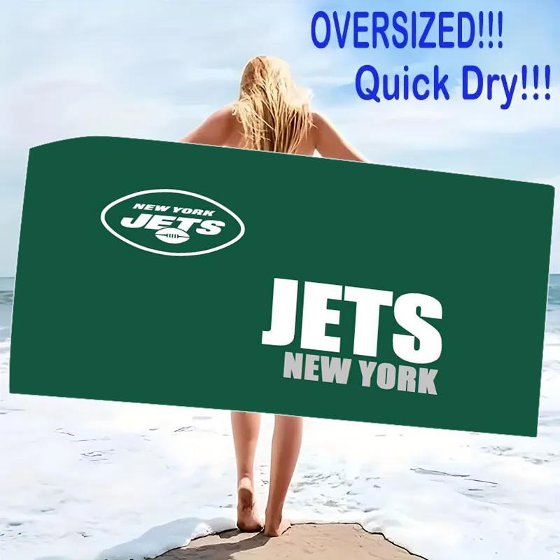 NY Jets Print Beach Towel, Large Soft Quick Dry Towel for Beach Camping Swimming