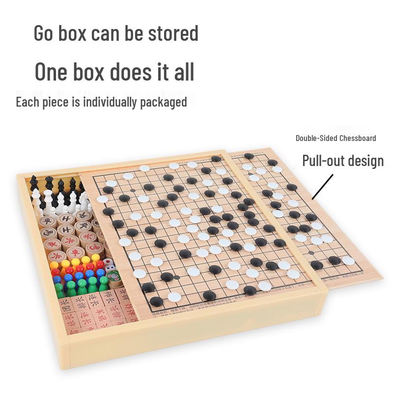 Magnetic 5-in-1 Game Board: Go, Five-in-a-Row, Flying Chess, Checkers, Chinese Chess - Educational Fun for Kids