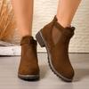 Suede Booties Women's New Short Vintage Block Heel Flat Martin Boots Side Zipper British Style Women's Boots