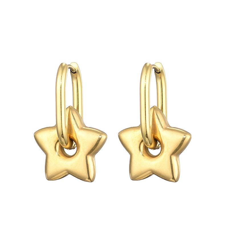 Classic Stainless Steel Heart Star Hoop Earrings For Women Punk Hip Hop Gold Silver Color Y2K Jewelry Female Earrings Oorbellen