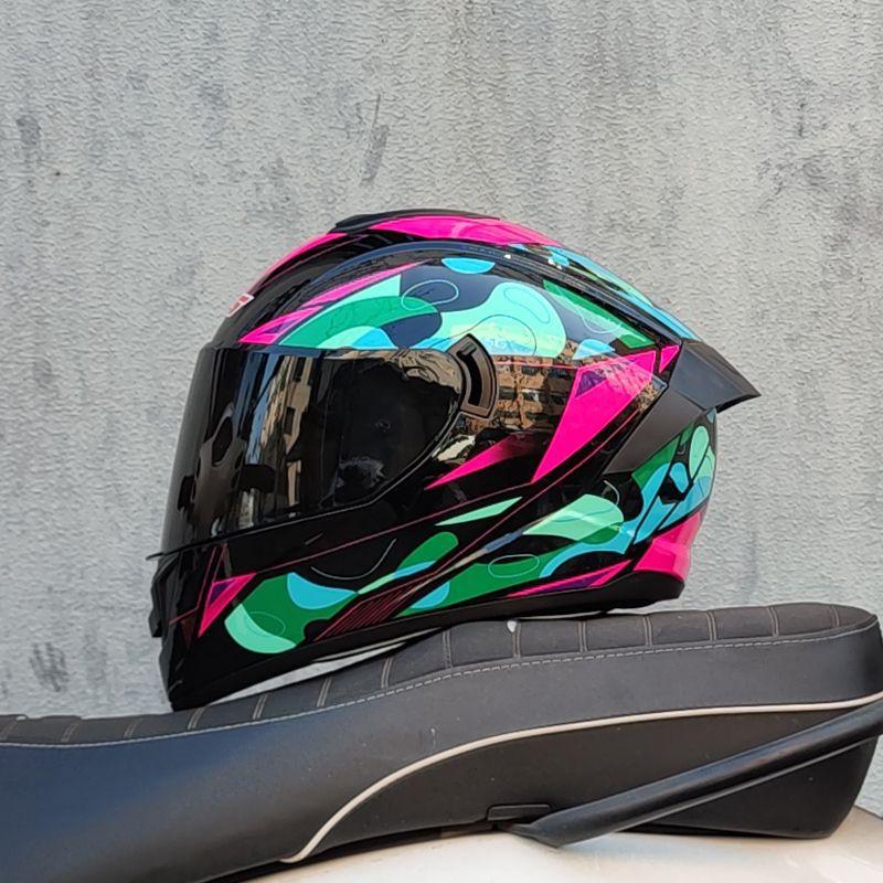 Motorcycle Helmet Men and Women Double Lens Party Sports Car Helmet New National Standard Four Seasons Personalized Bluetooth