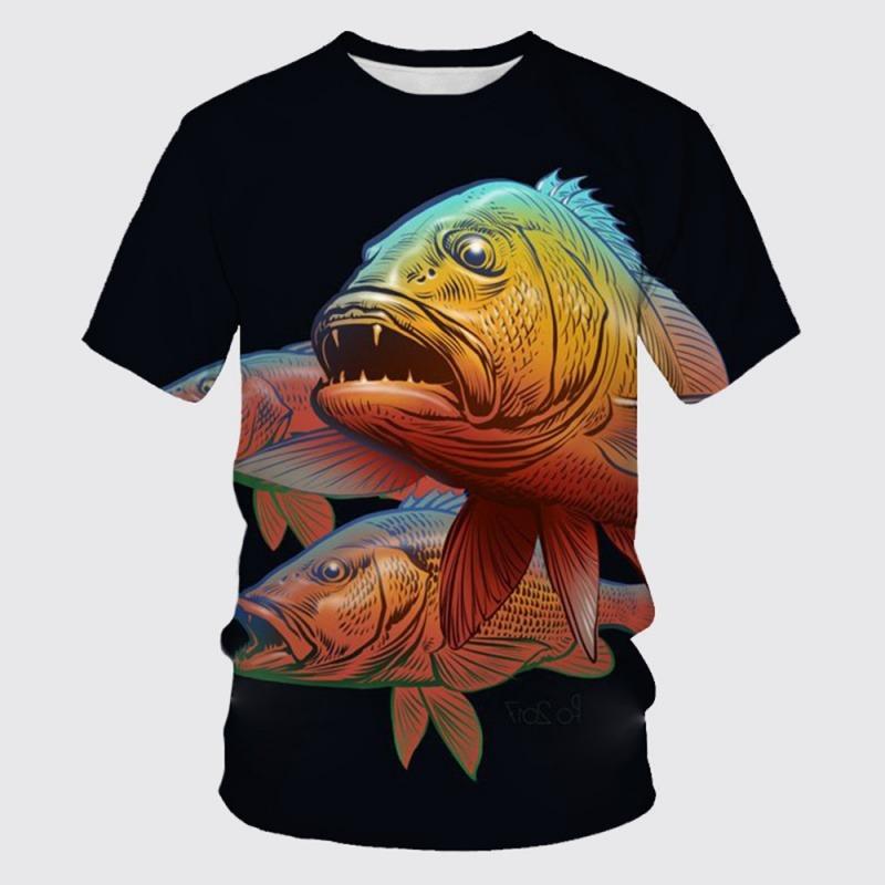 3D Printed Funny Fish T-Shirt For Men Marine Animal Graphic Tees Casual Loose Short Sleeve Tops Round Neck Streetwear T Shirts