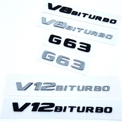 2017 Flat Letters G63 G65 V8 Biturbo V12 Biturbo Emblem for Mercedes Benz AMG W463 Car Side Fender Trunk Nameplate Logo Sticker