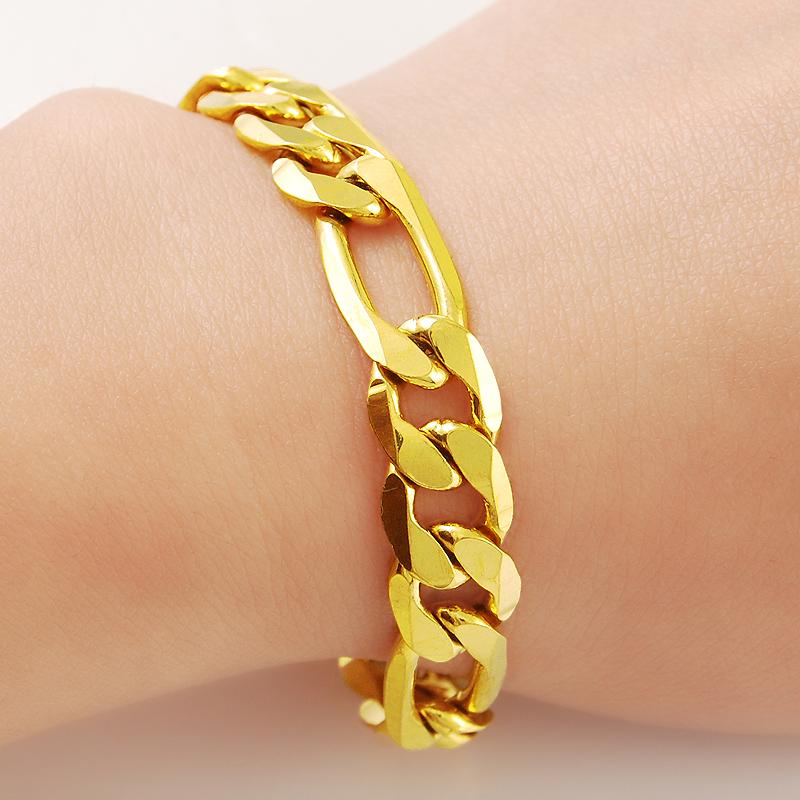 

Forever Not Fade 24k Gold наполненные ювелирные браслеты для мужчин Женщины Pulseira Feminina Bizuteria Joyas Свадебные Прекрасные Браслеты 10 мм