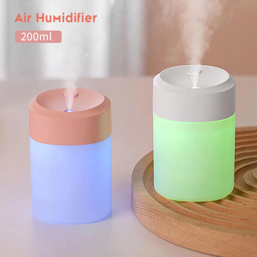Fashion 200ml Mini Air Humidifier for Bedroom Office with Night Light Essential Oil Diffuser USB Mist Maker Car Air Freshener