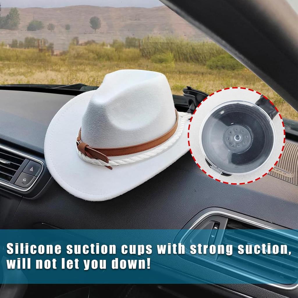 Ziciner Cowboy Hat Mounts For Your Vehicle, Hat Mounts With Suction Cup, Hat Holder Rack To Keeps Your Hat Securely On The Dash, Auto Universal