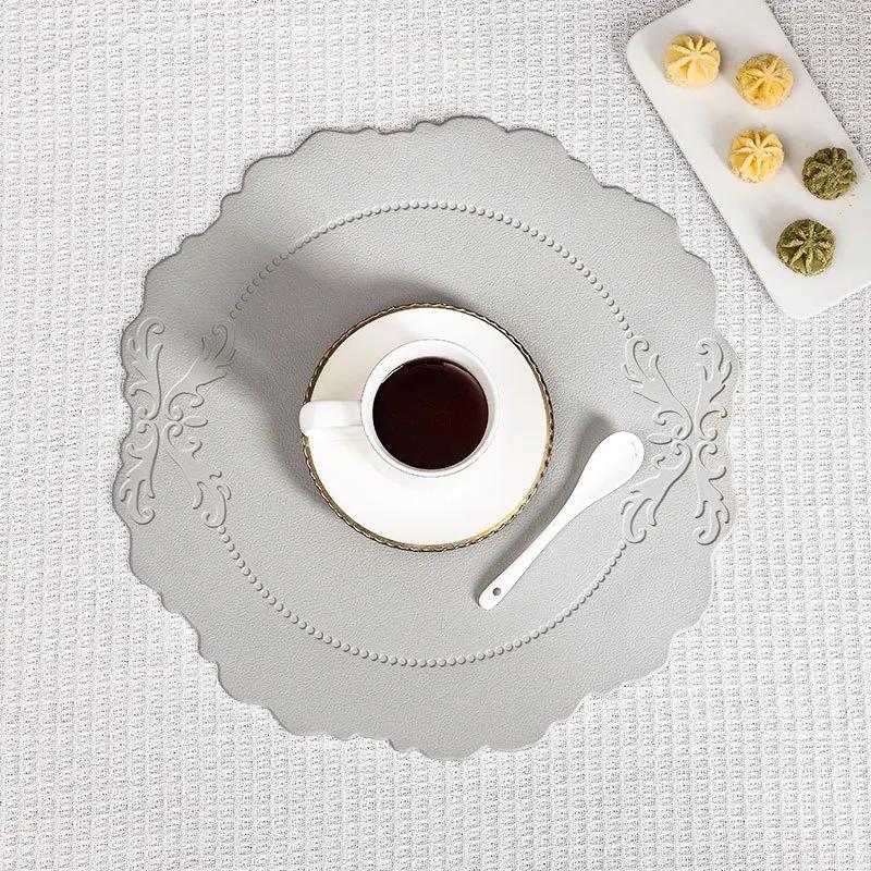 INS Nordic Leather Embossed Placemats Pads Western Table Mat Creative Heat-Resistant Waterproof Oil-Proof Light Luxury Retro Mat