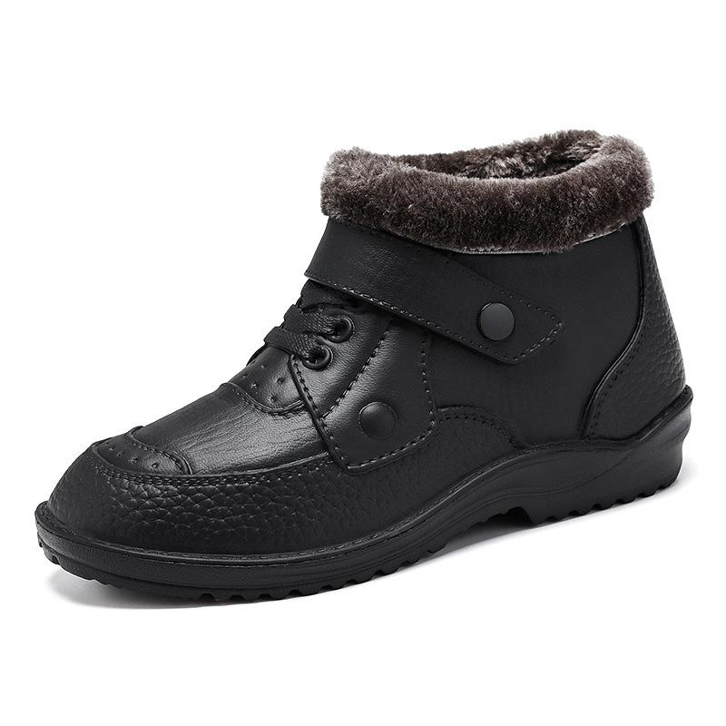 Herren Warme Fellfleece Gefütterte Rutschfeste Schlupf-Knöchel-Schneestiefel Wasserdichte Plüschgefütterte Winter Outdoor Freizeitstiefel