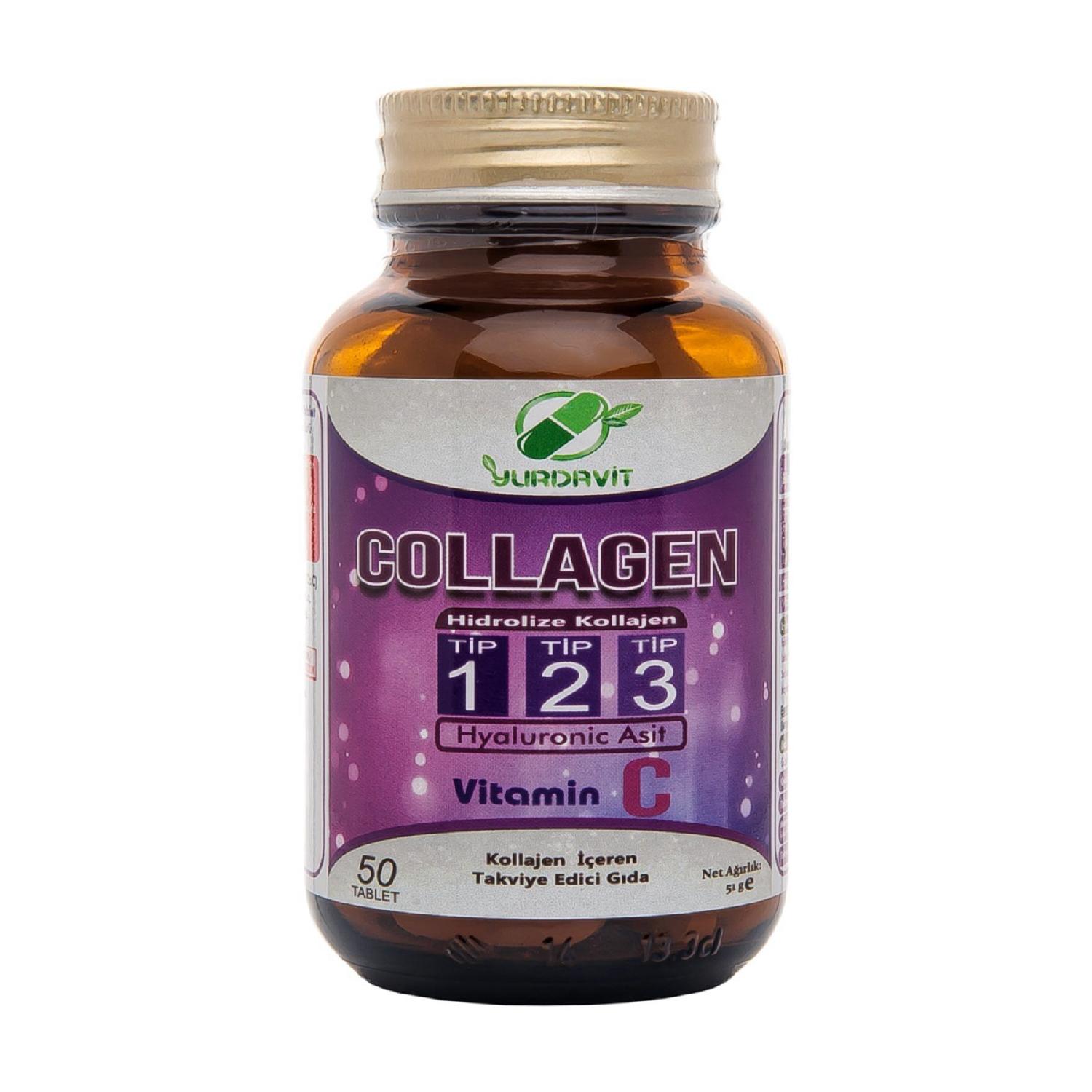 

Hydrolyized Collagen 900 Mg Type Type 1-2-3 Hyaluronic Acid Vitamin C 50 Tablets