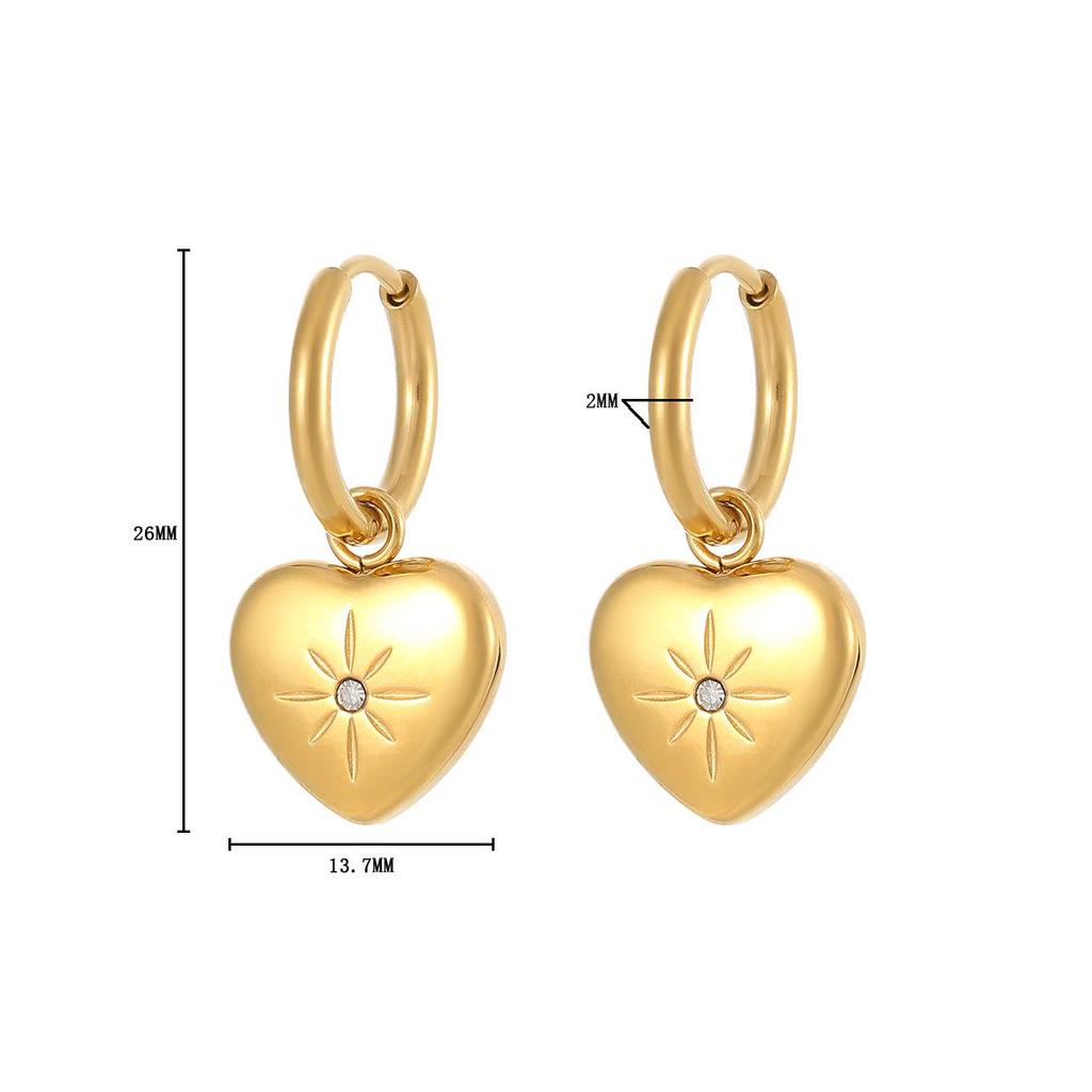 Heart-Shaped 14K Diamond Earrings – Sleek, Simple, and Trendy High-End Design.