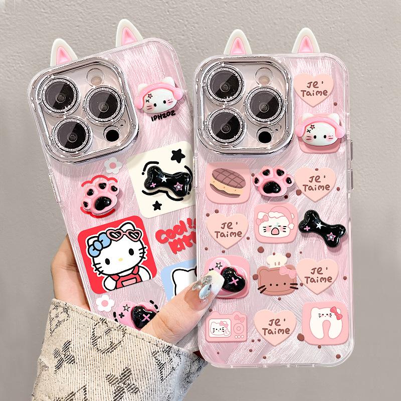 Cat claw kt cat doll for apple 16 feather yarn mobile phone case 15promax cute 17 cartoon 13 premium sense 14