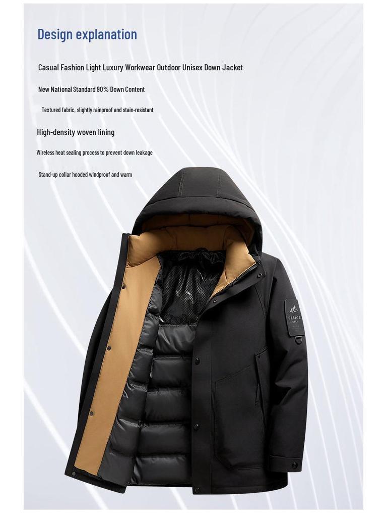 Men's Winter Waterproof Down Jacket: Fashionable, Lightweight, Luxury Outdoor Workwear for Mountaineering & Casual Wear