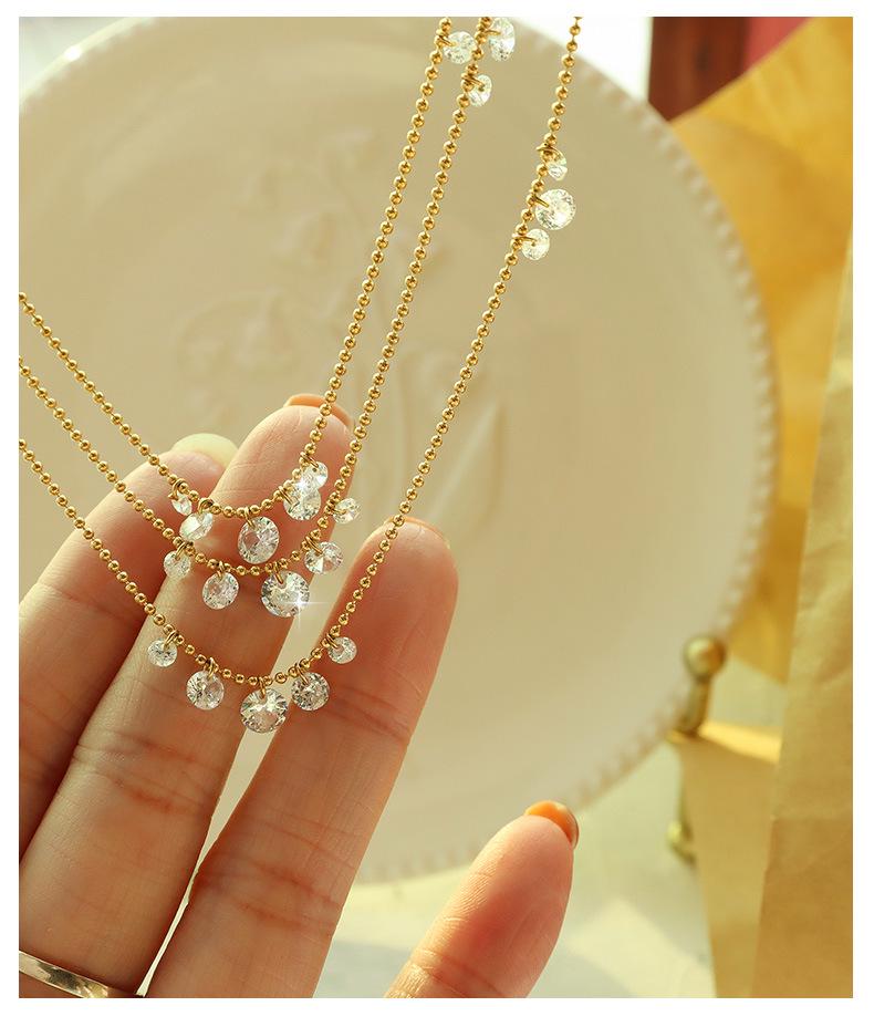 Marka 18K Gold-Plated Titanium Steel Necklace with Zircon Crystal Pendants for Women P070