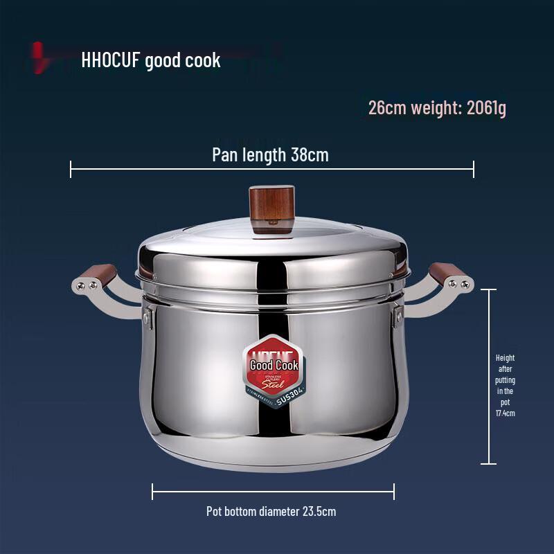 HOCUF H 304 Stainless Steel Japanese Style Steamer & Soup Pot