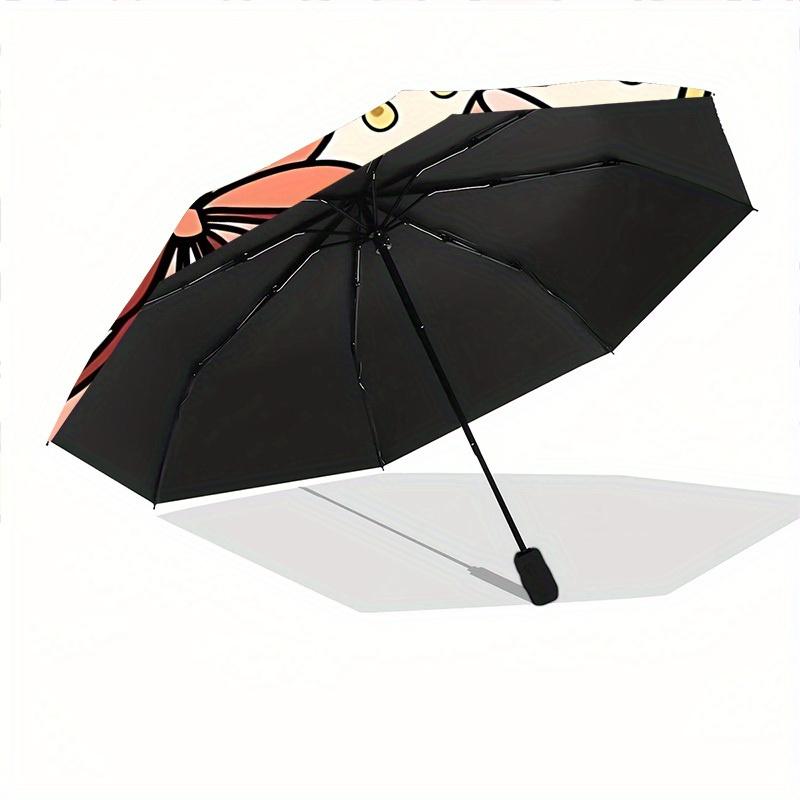 1pc Bow Pattern Automatic Folding Umbrella - 8-Rib Iron Frame, Windproof, Portable Sunshade with Plastic Handle for Travel & Outdoor Activit